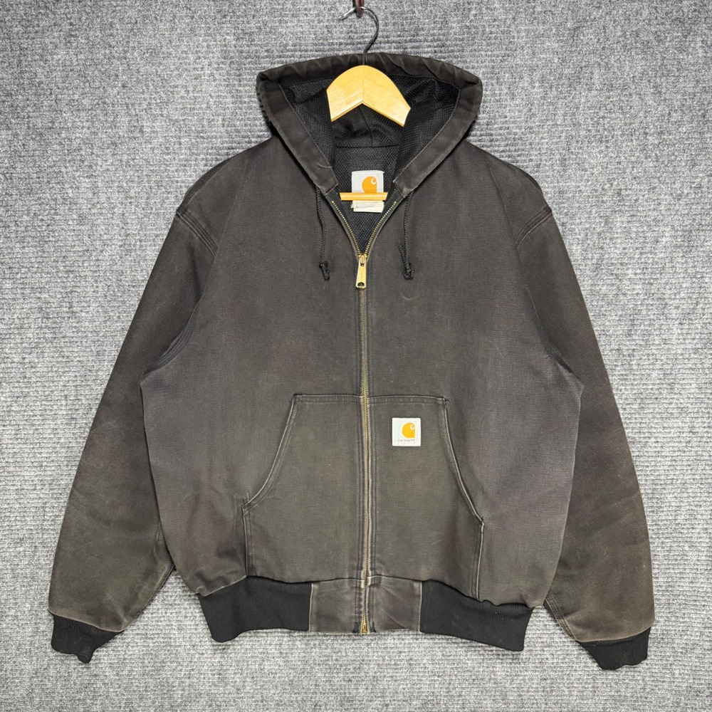 Vintage Carhartt Active Jacket Faded Black Duck Canvas J03 BLK Large USA
